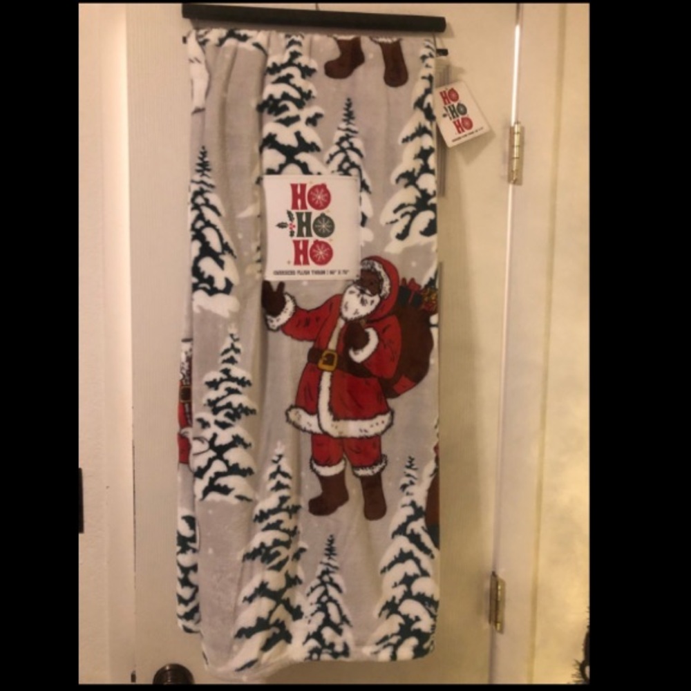 Christmas Black Santa Plush Throw Blanket